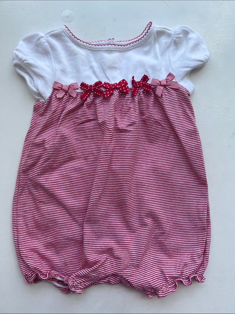 Janie and Jack White and Red Striped Baby Bubble Top